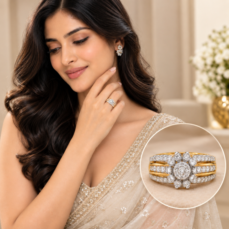 Natural Diamond Halo Ring