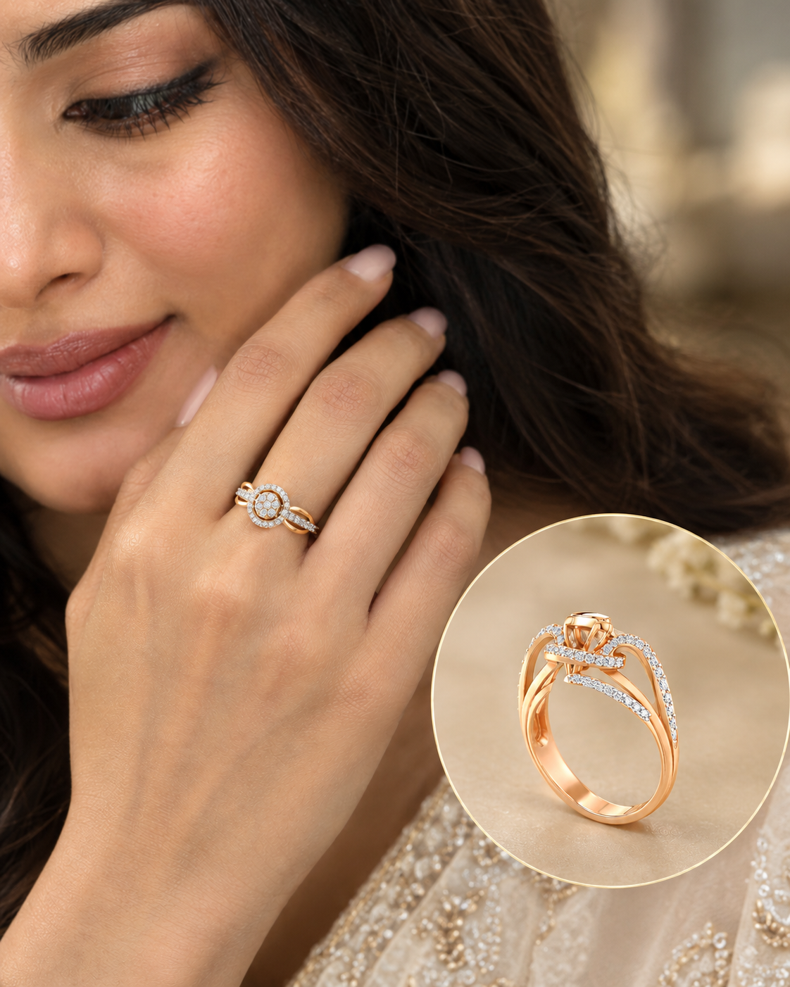 Lab Grown Diamond Cluster Halo Ring