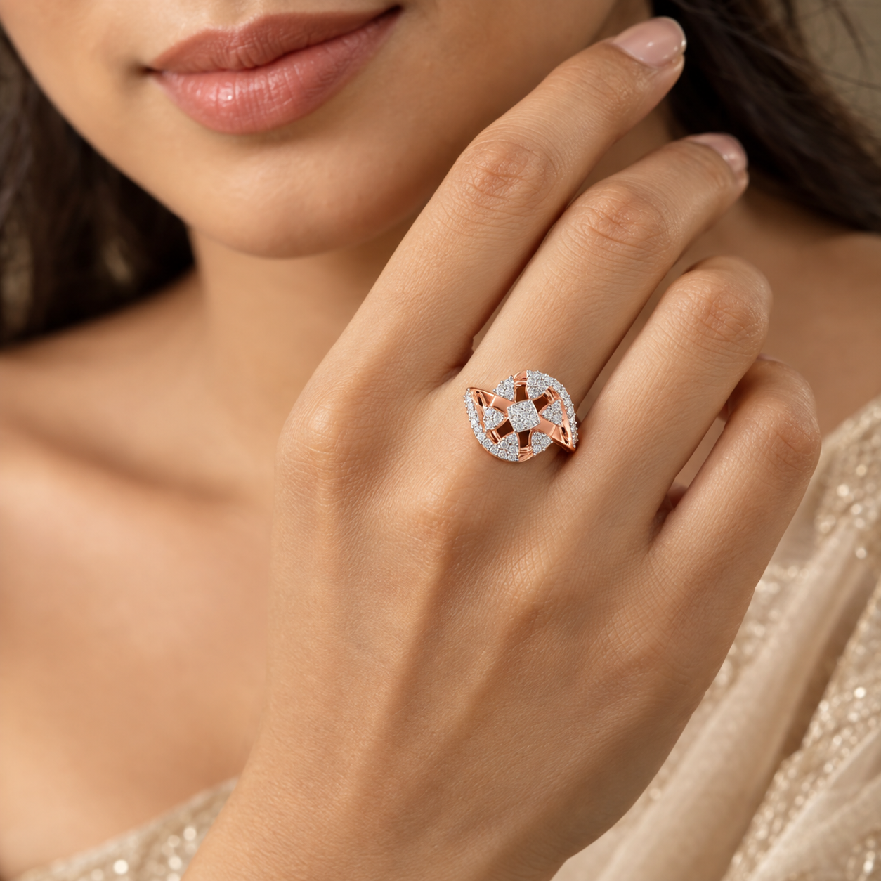 Geometric Cluster Lab-Grown Diamond Statement Ring