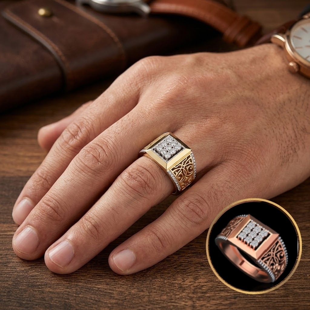 Men's Cluster Lab-Grown Diamond Ring