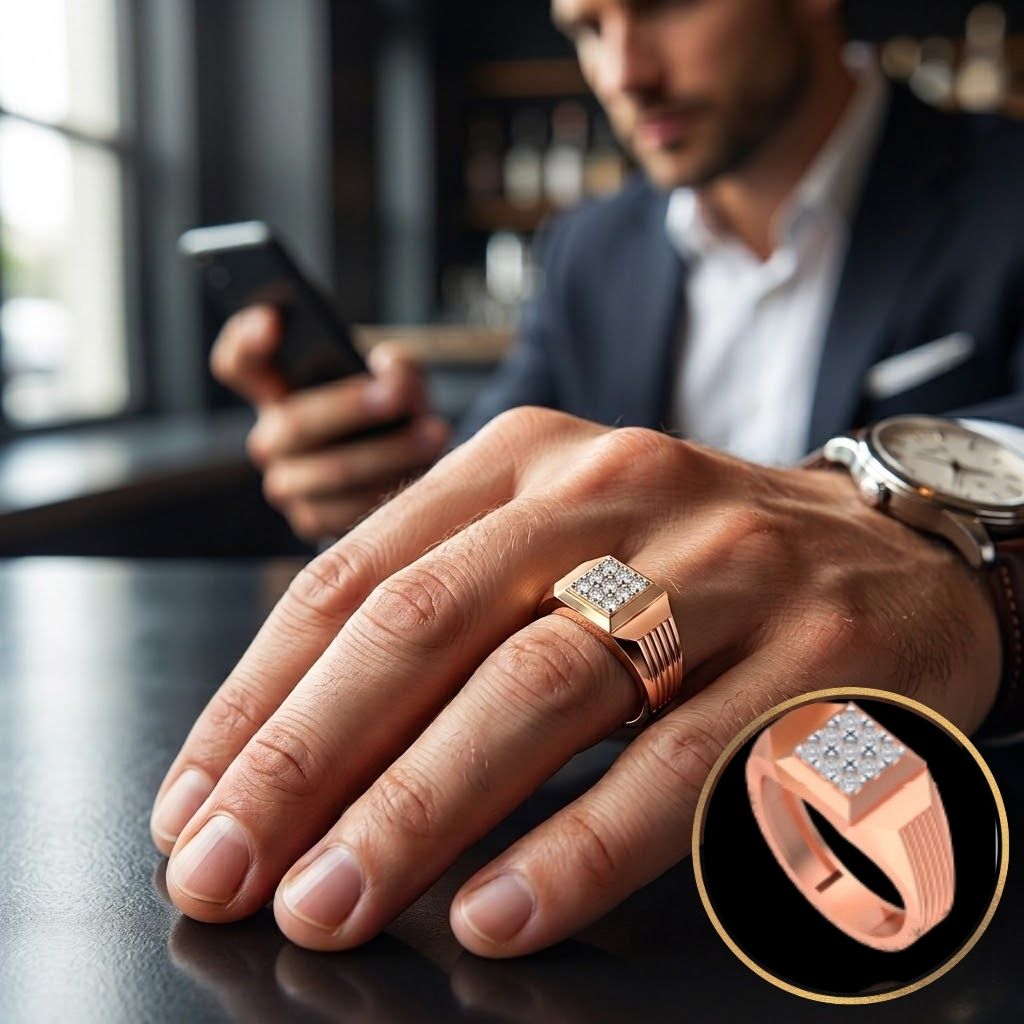 Geometric Cluster Lab-Grown Diamond Men's Ring