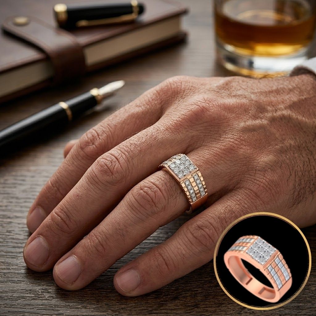 Geometric Cluster Lab-Grown Diamond Men's Ring