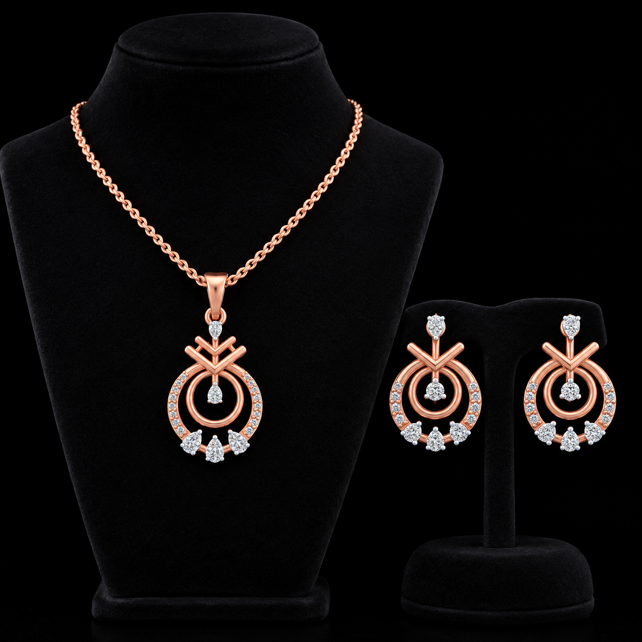 Contemporary Lab-Grown Diamond Pendant Set