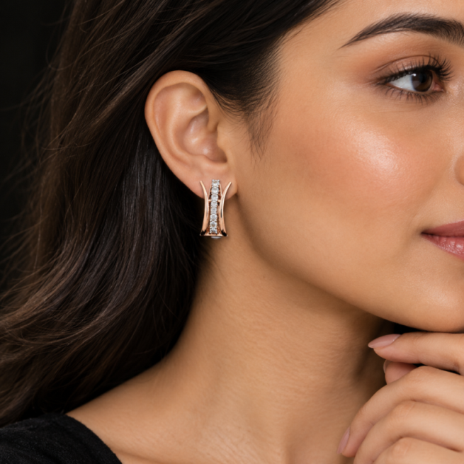 Natural Diamond Contemporary Hoop Earrings