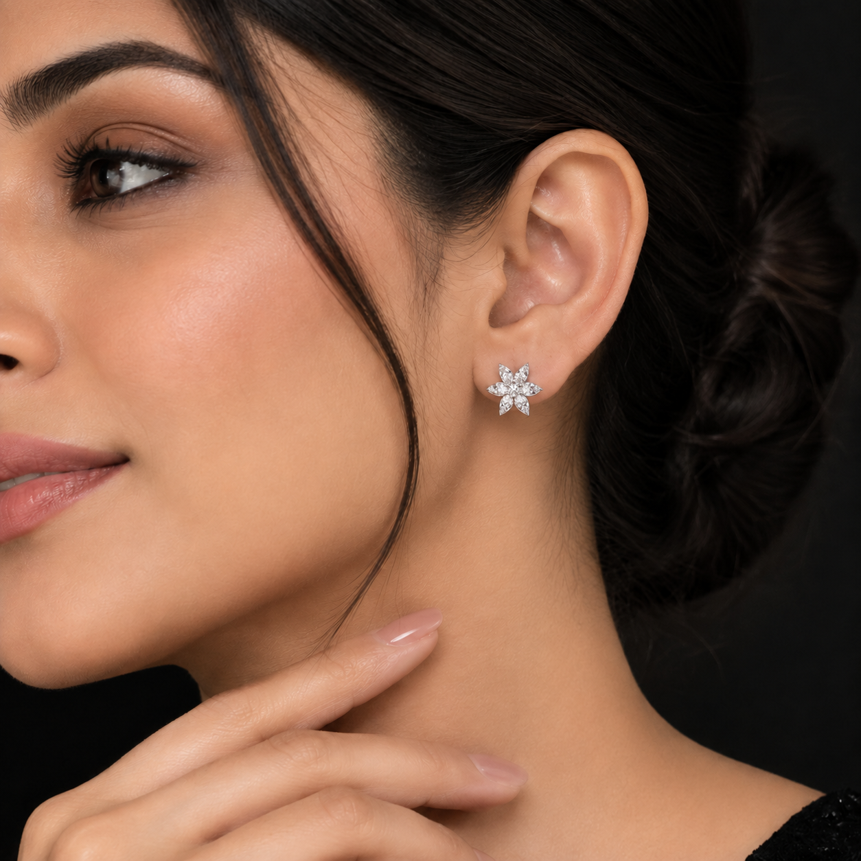 Natural Diamond Floral Cluster Earrings