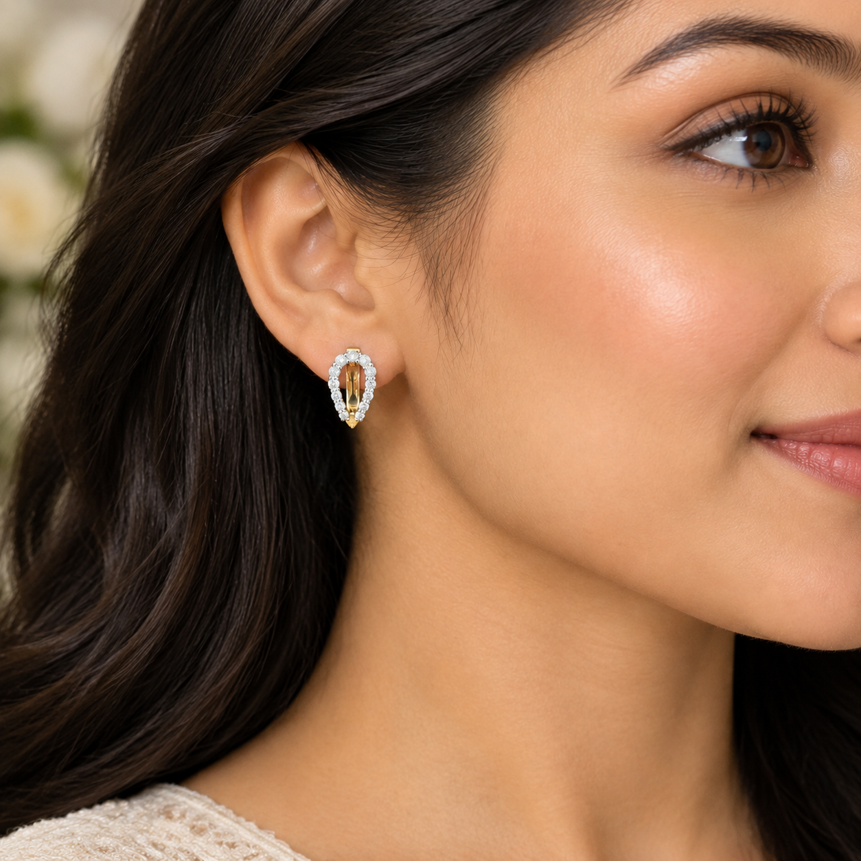 Exquisite Pear-Shaped Halo Lab-Grown Diamond Earrings