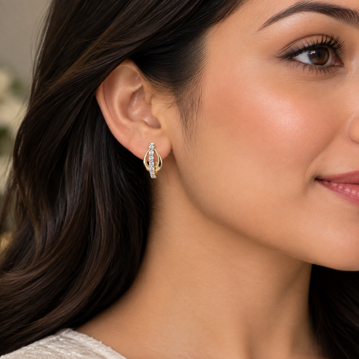 Contemporary Diamond Cluster Hoop Earrings
