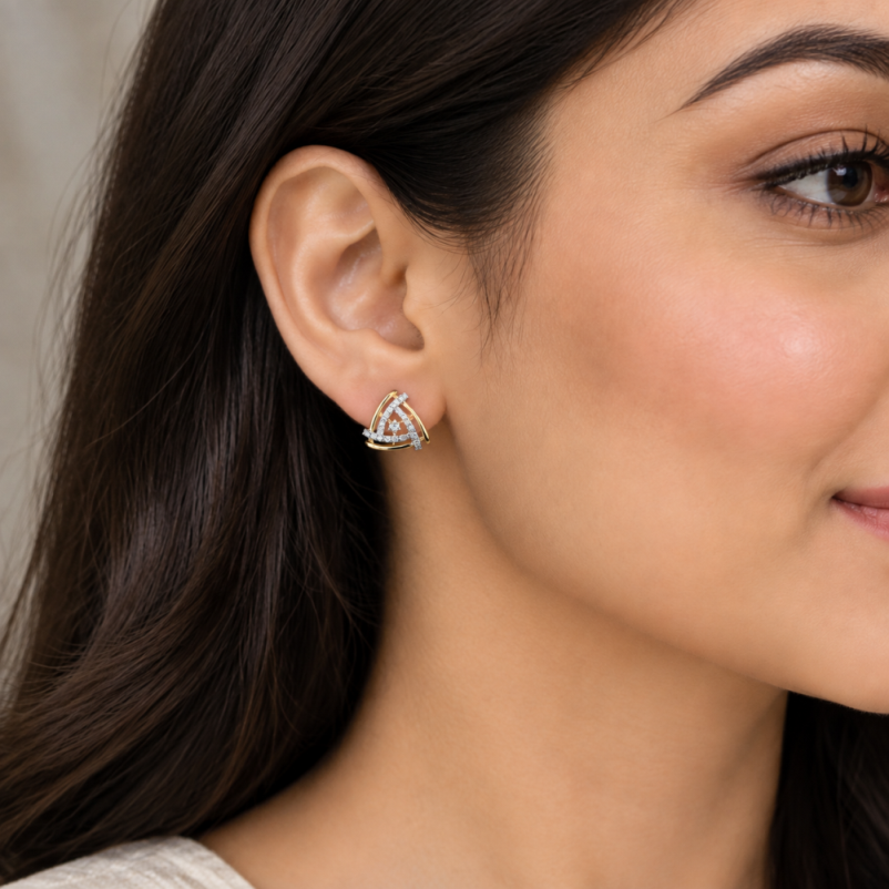 Contemporary Interwoven Natural Diamond Earrings