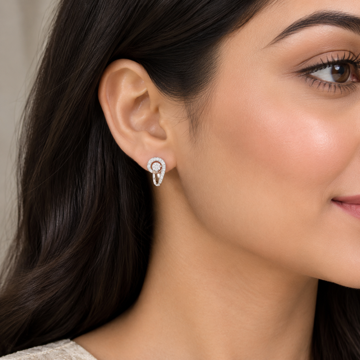Natural Diamond Spiral Drop Earrings