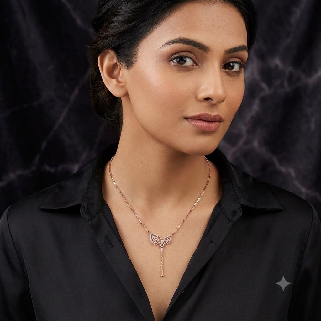 Elegant Butterfly Cluster Natural Diamond Drop Pendant