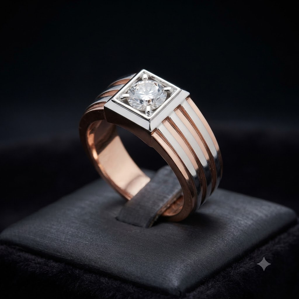 Contemporary Solitaire Lab-Grown Diamond Men's Ring