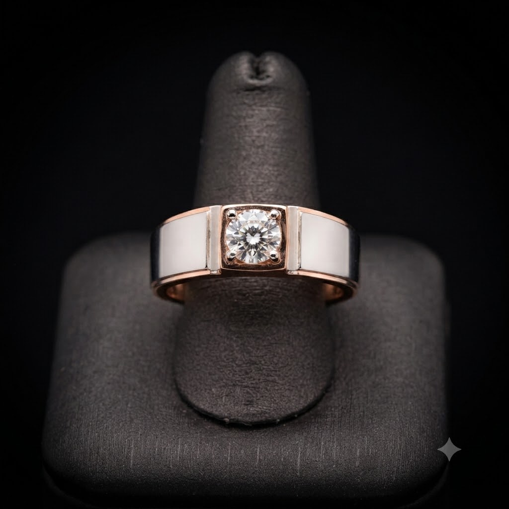 Classic Round Natural Diamond Solitaire Men's Ring