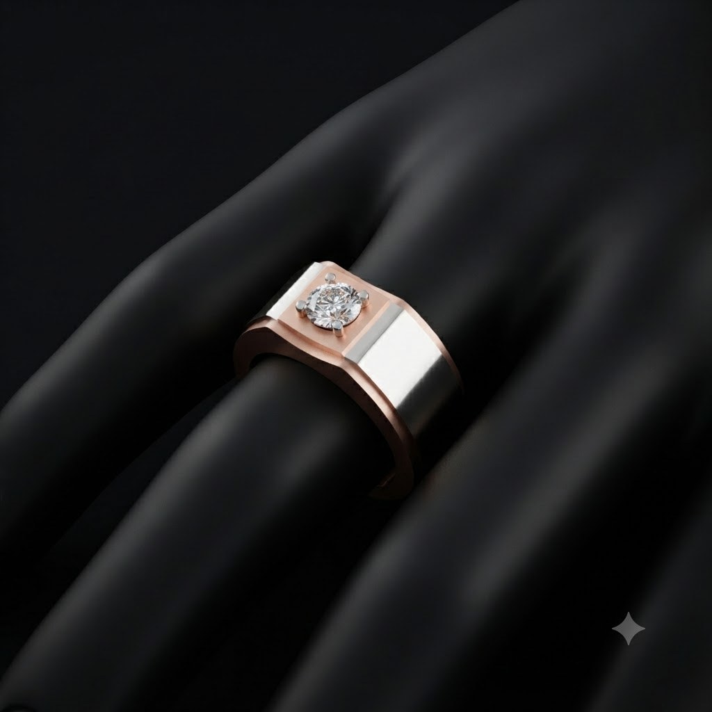 Contemporary Solitaire Diamond Men's Ring