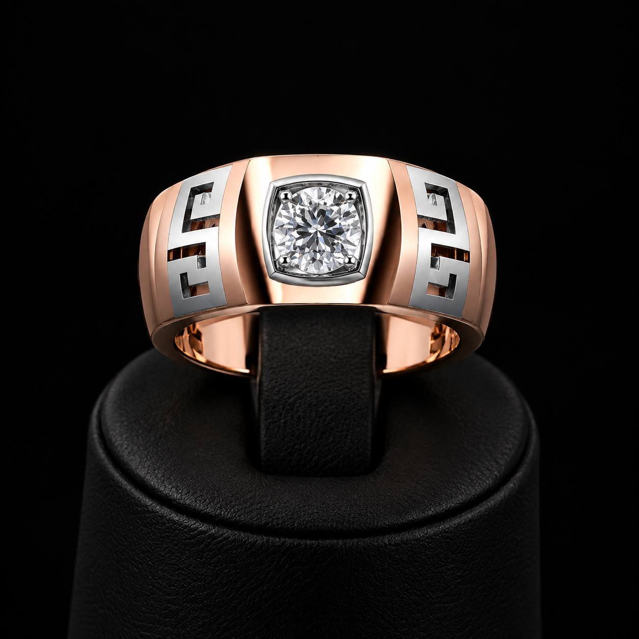 Contemporary Geometric Solitaire Lab-Grown Diamond Men's Ring