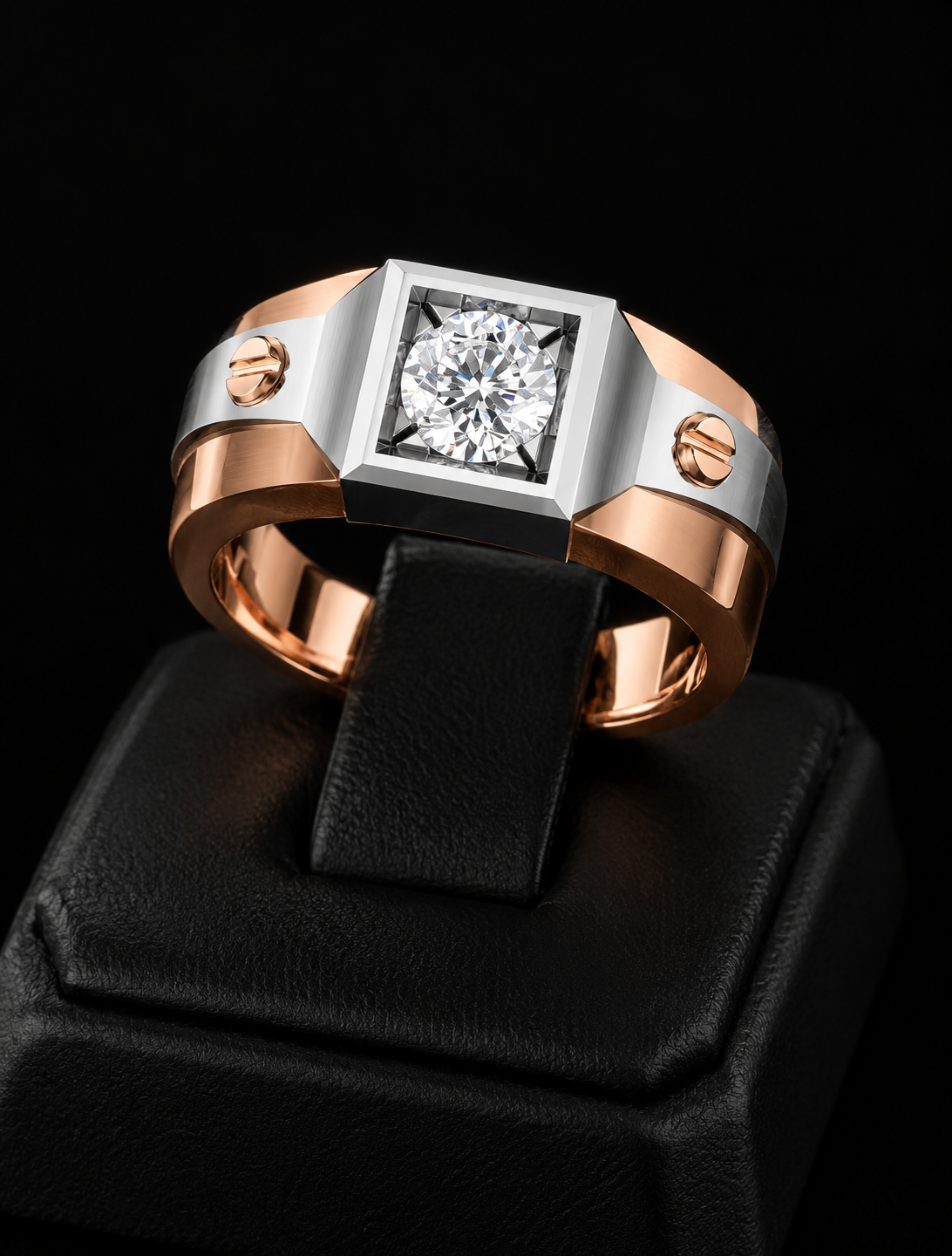 Contemporary Natural Diamond Solitaire Men's Ring