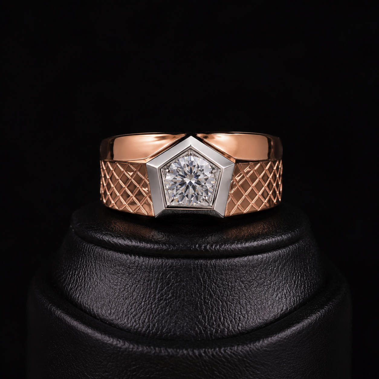 Contemporary Pentagonal Solitaire Lab-Grown Diamond Ring
