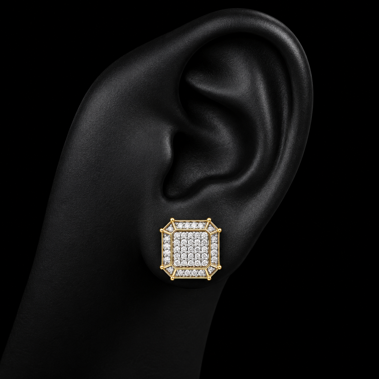 Geometric Cluster Natural Diamond Stud Earrings