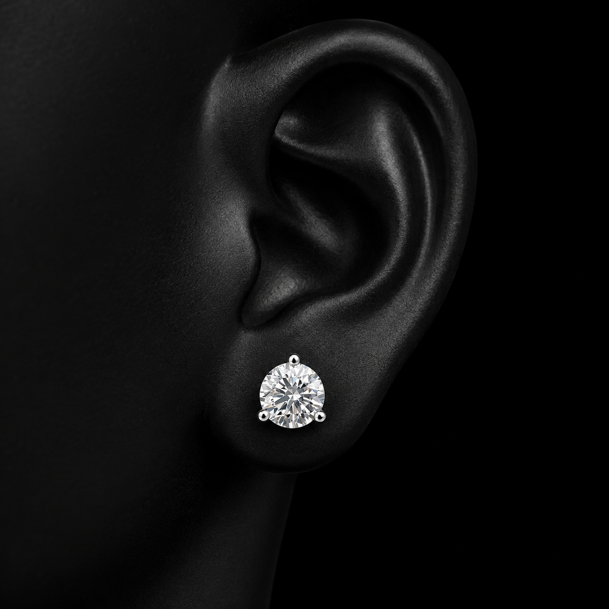 Classic Round Natural Diamond Solitaire Stud Earrings