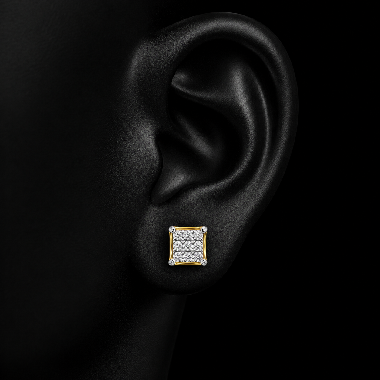 Contemporary Square Cluster Lab-Grown Diamond Stud Earrings