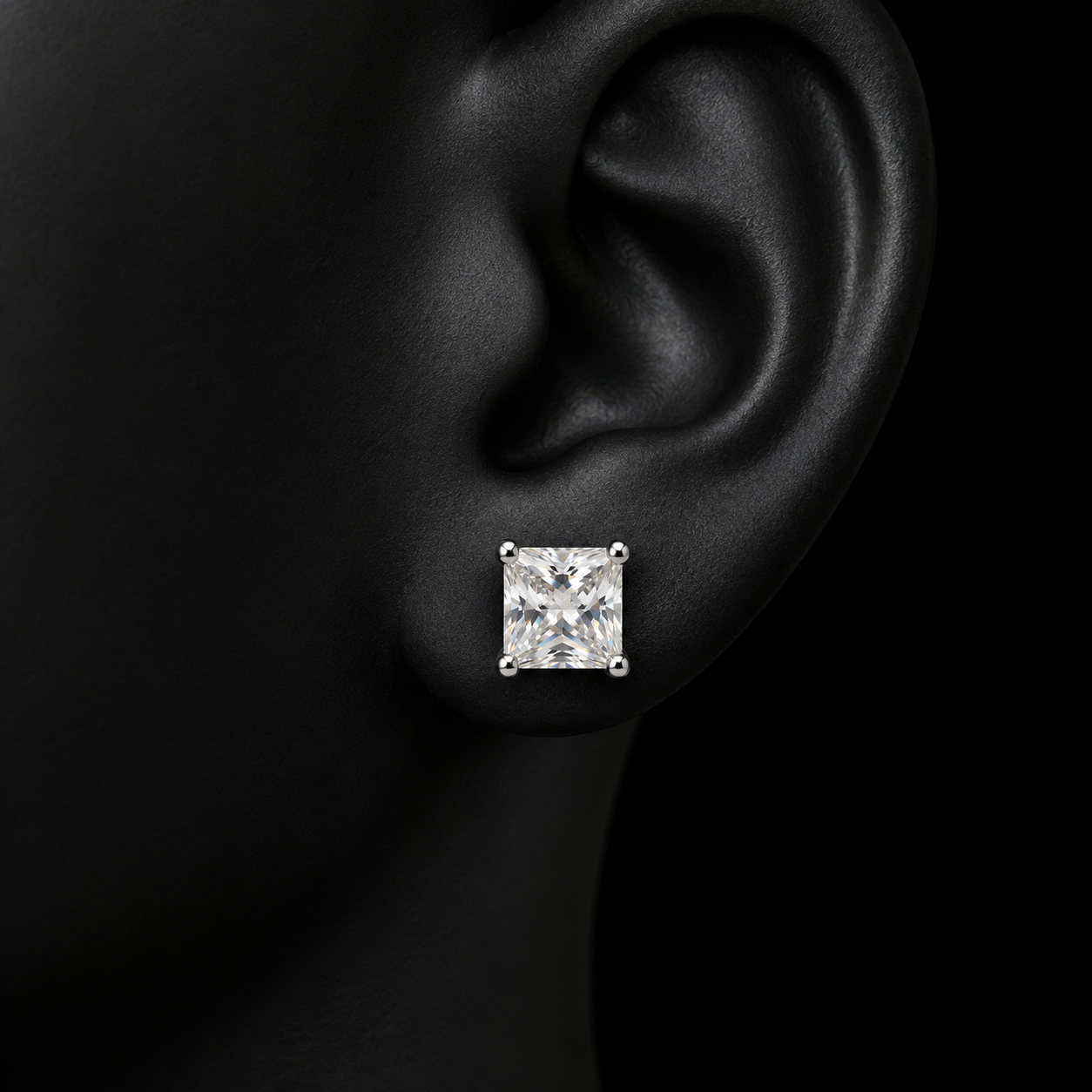 Princess Cut Solitaire Lab-Grown Diamond Stud Earrings