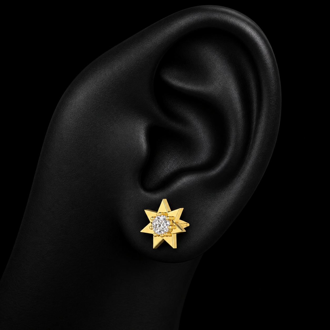 Celestial Star Solitaire Natural Diamond Stud Earrings