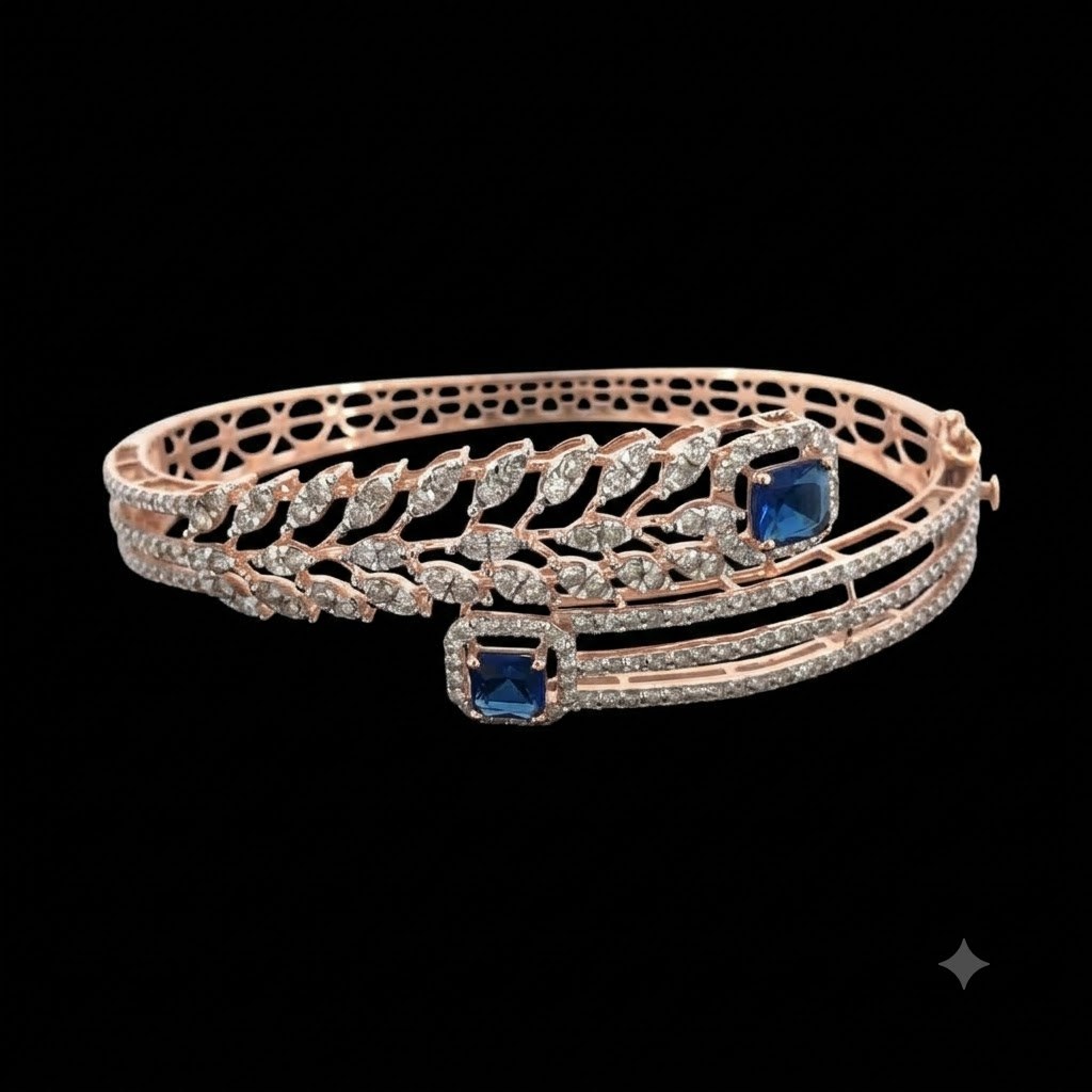 Contemporary Floral Cluster Lab-Grown Diamond Bangle Bracelet