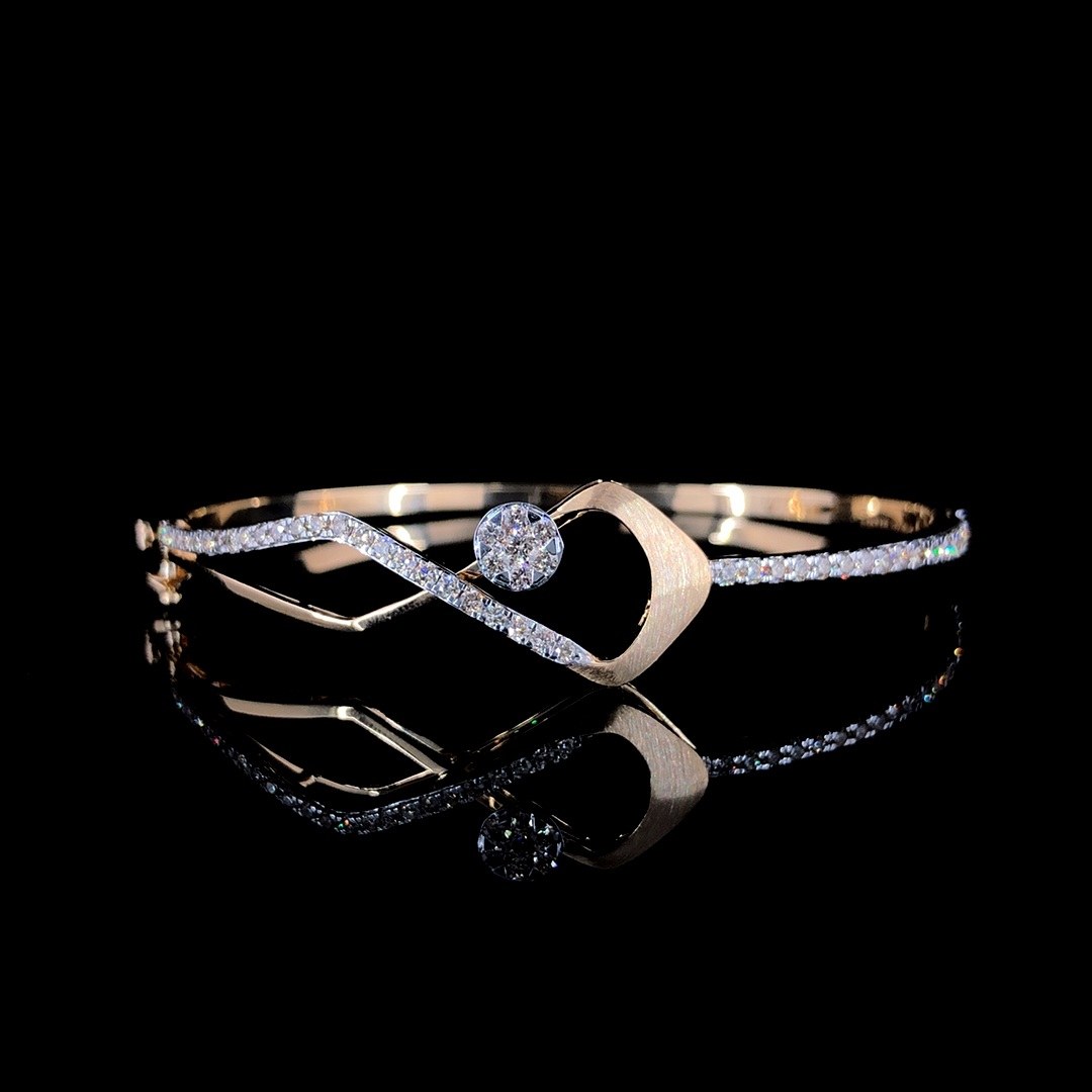 Contemporary Geometric Cluster Natural Diamond Bangle Bracelet