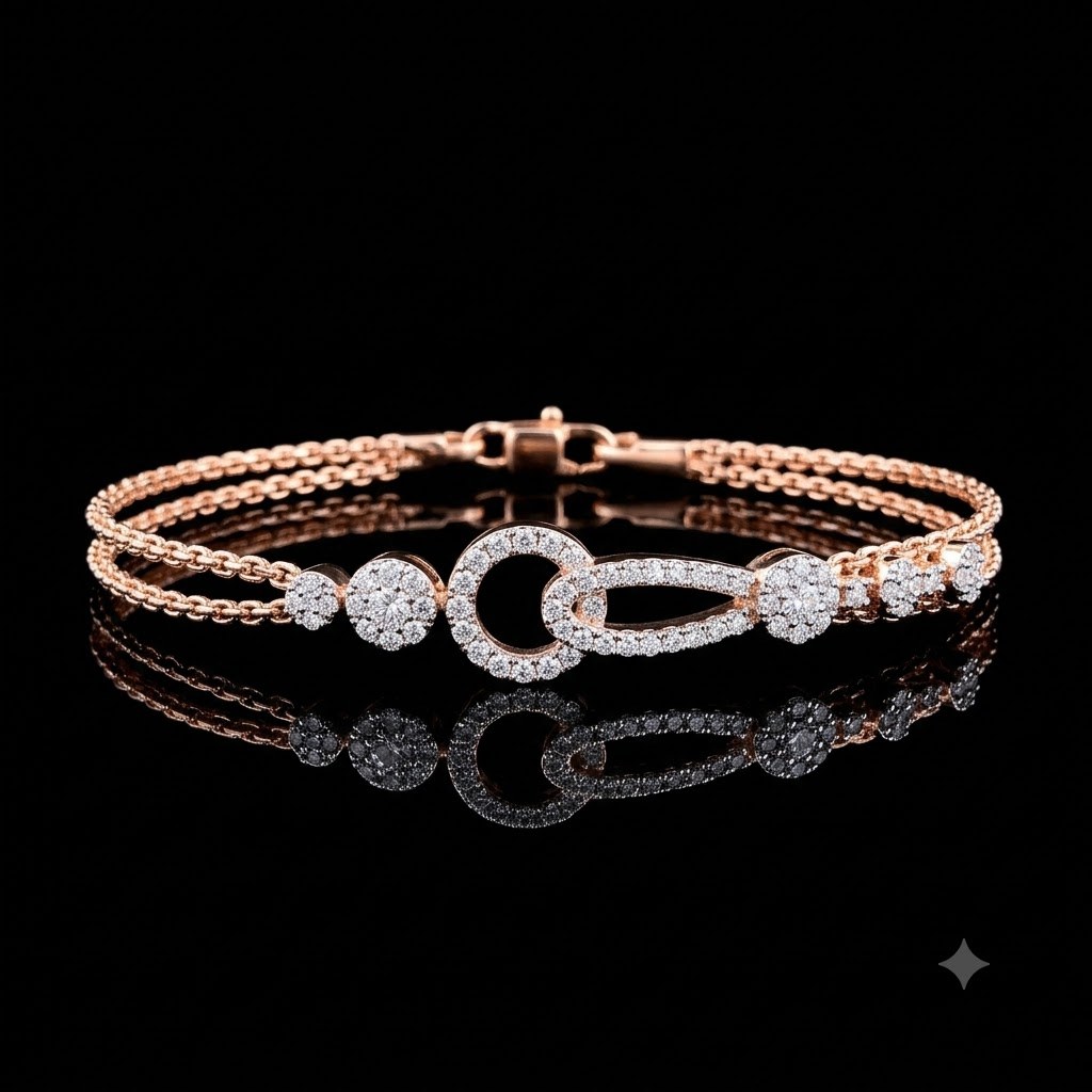 Contemporary Geometric Cluster Natural Diamond Bracelet