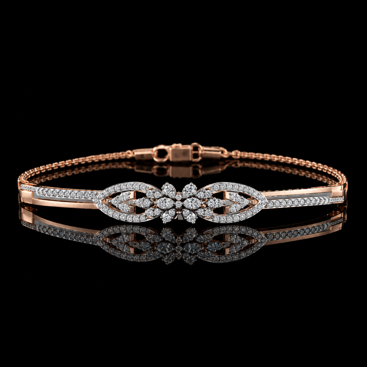 Elegant Floral Cluster Natural Diamond Bracelet
