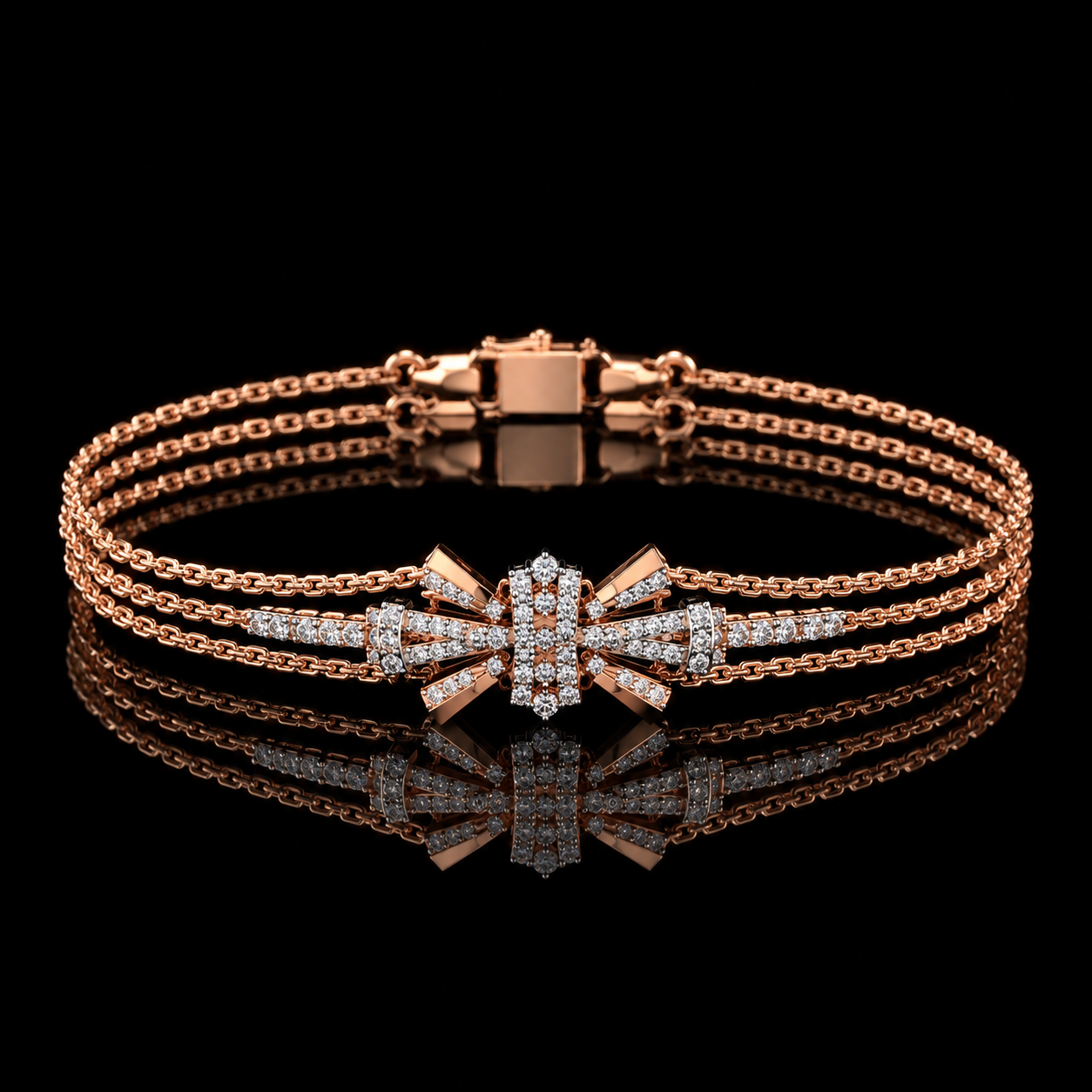 Contemporary Bow Motif Natural Diamond Bangle Bracelet