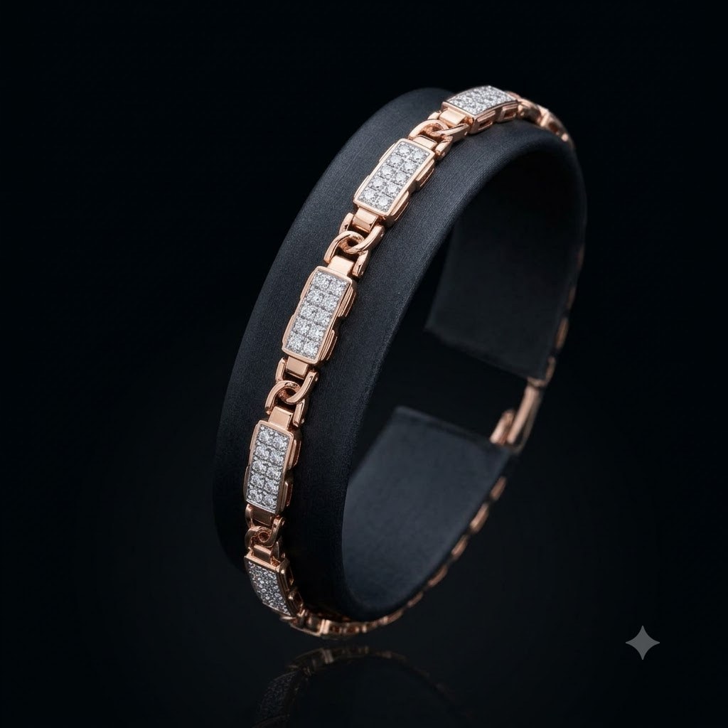 Contemporary Geometric Pave Natural Diamond Link Bracelet