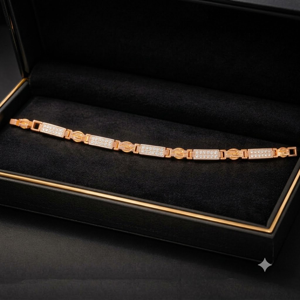 Contemporary Geometric Pave Natural Diamond Line Bracelet