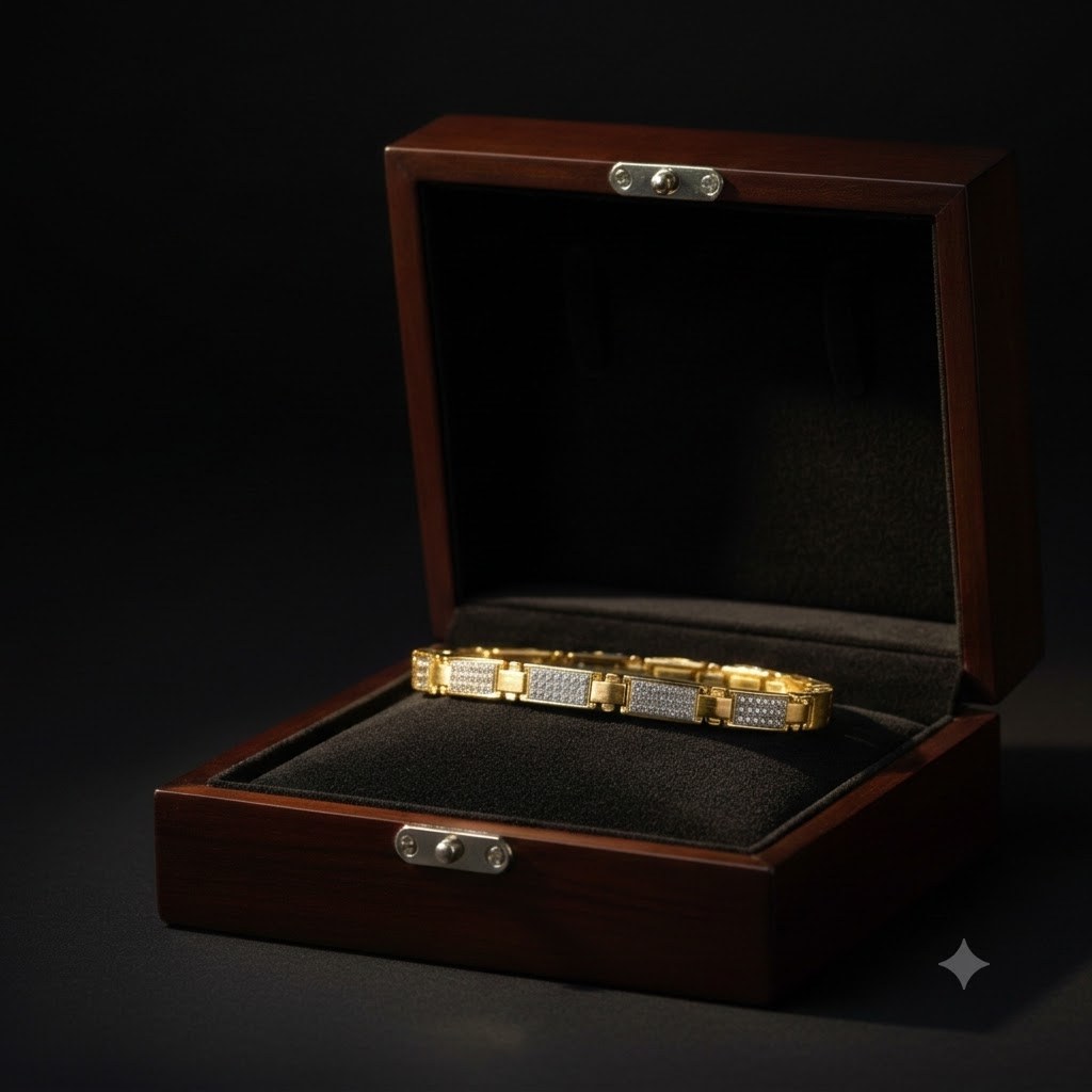 Contemporary Geometric Cluster Lab-Grown Diamond Link BraceletB