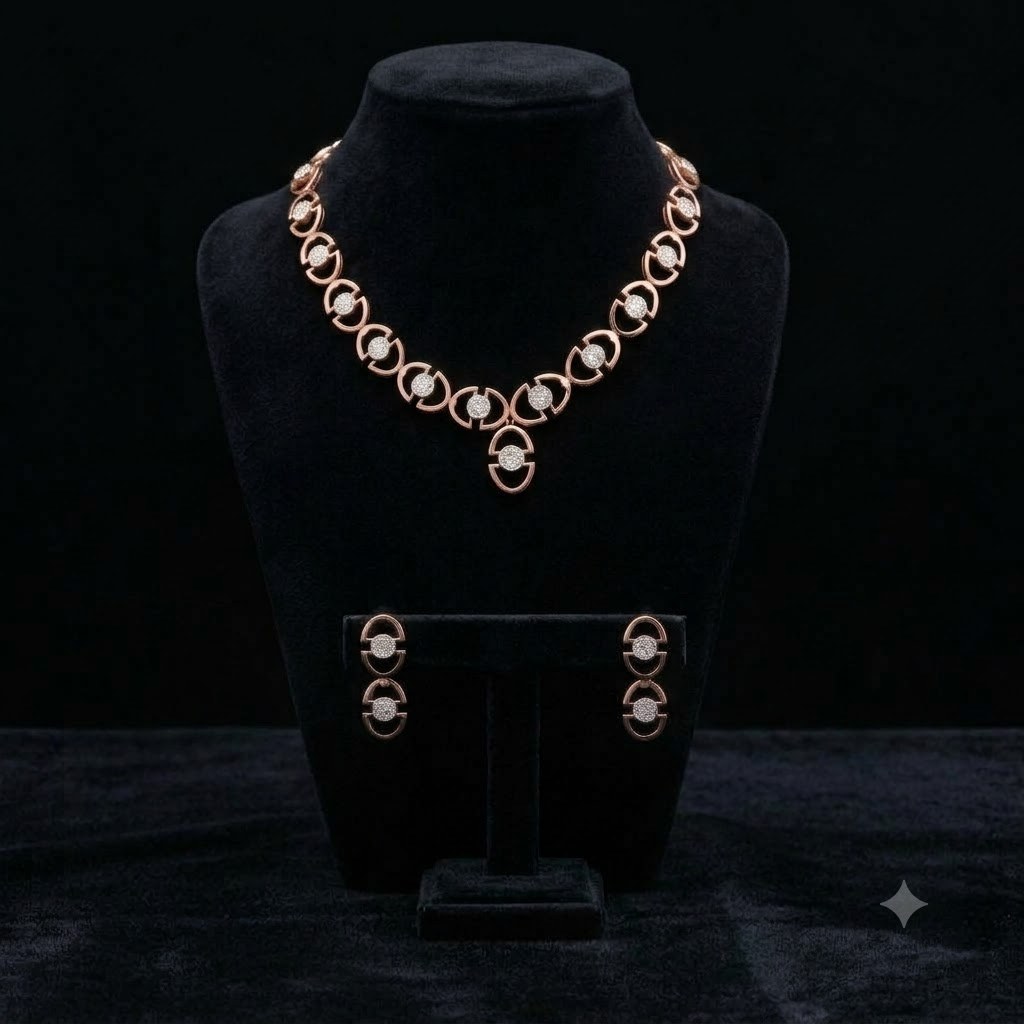 Contemporary Geometric Lab-Grown Diamond Necklace Set